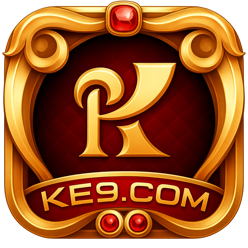 KE9 logo with a gold frame and the text KE9 in the center.